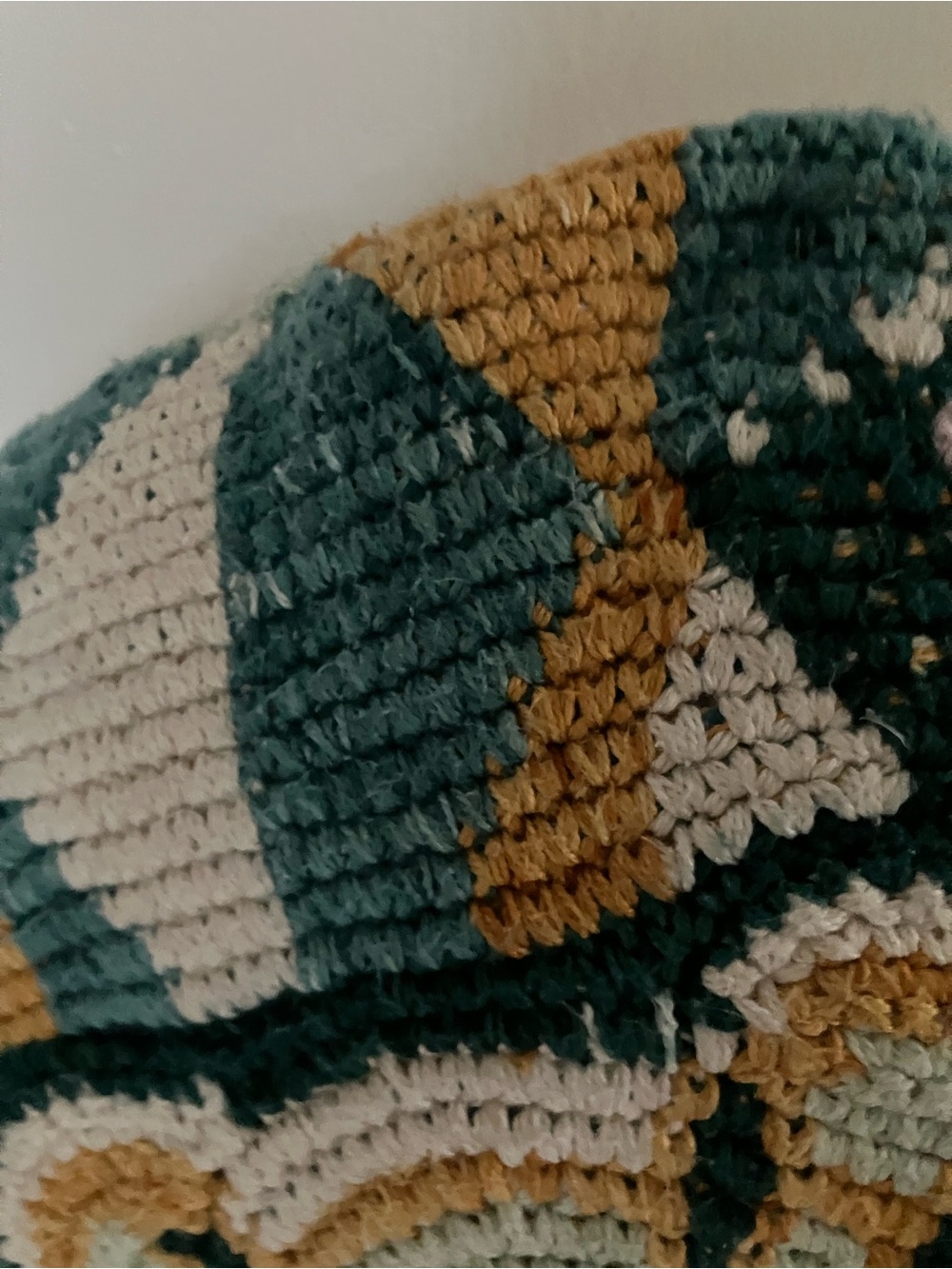Anthropologie Jamea Round Tufted Pillow in Teal, Mustard, Cream & Pink - Picture 6 of 7